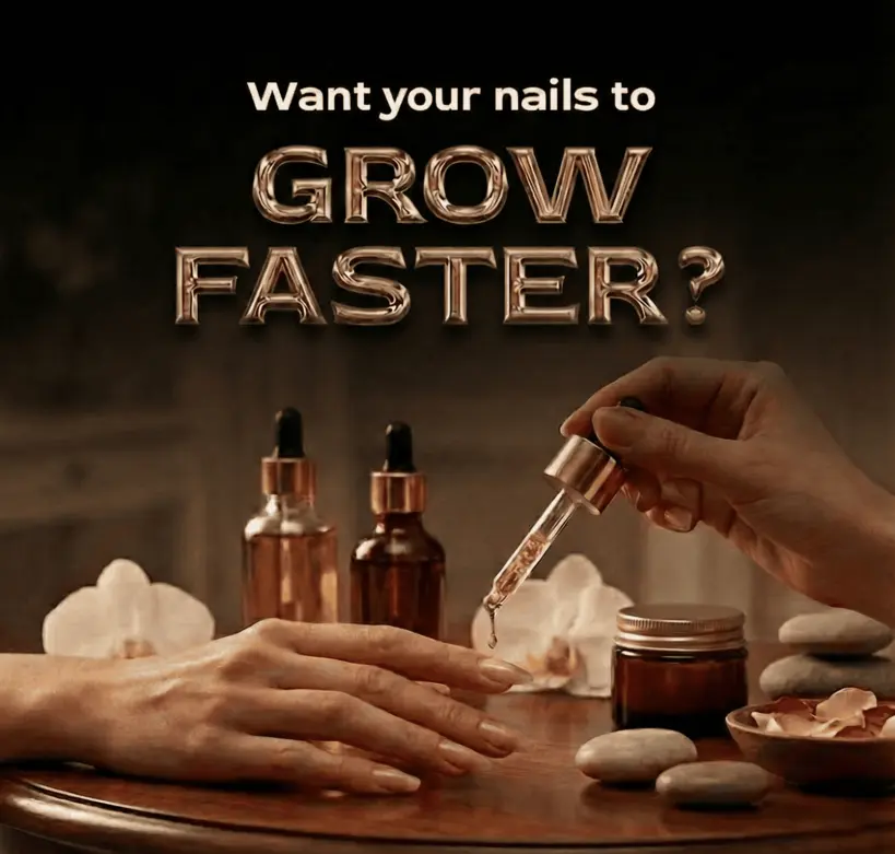 Person applying oil to nails for growth.